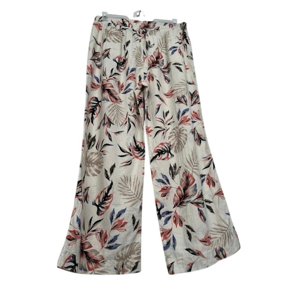Briggs Linen Blend Floral Wide Leg Pull On Pants Women’s XL Boho Beach Resort - Picture 2 of 7